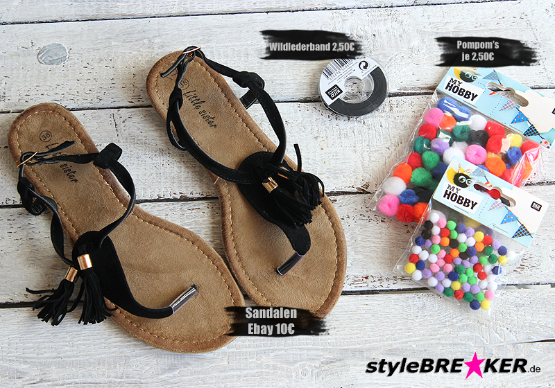DIY Pompom Sandalen 1c