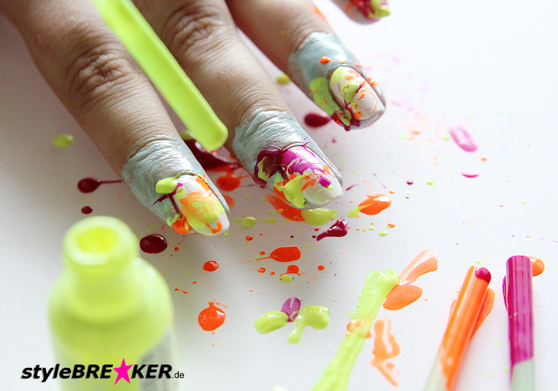 Neon Splatter Nails Tutorial Nailart Nageldesign 1h