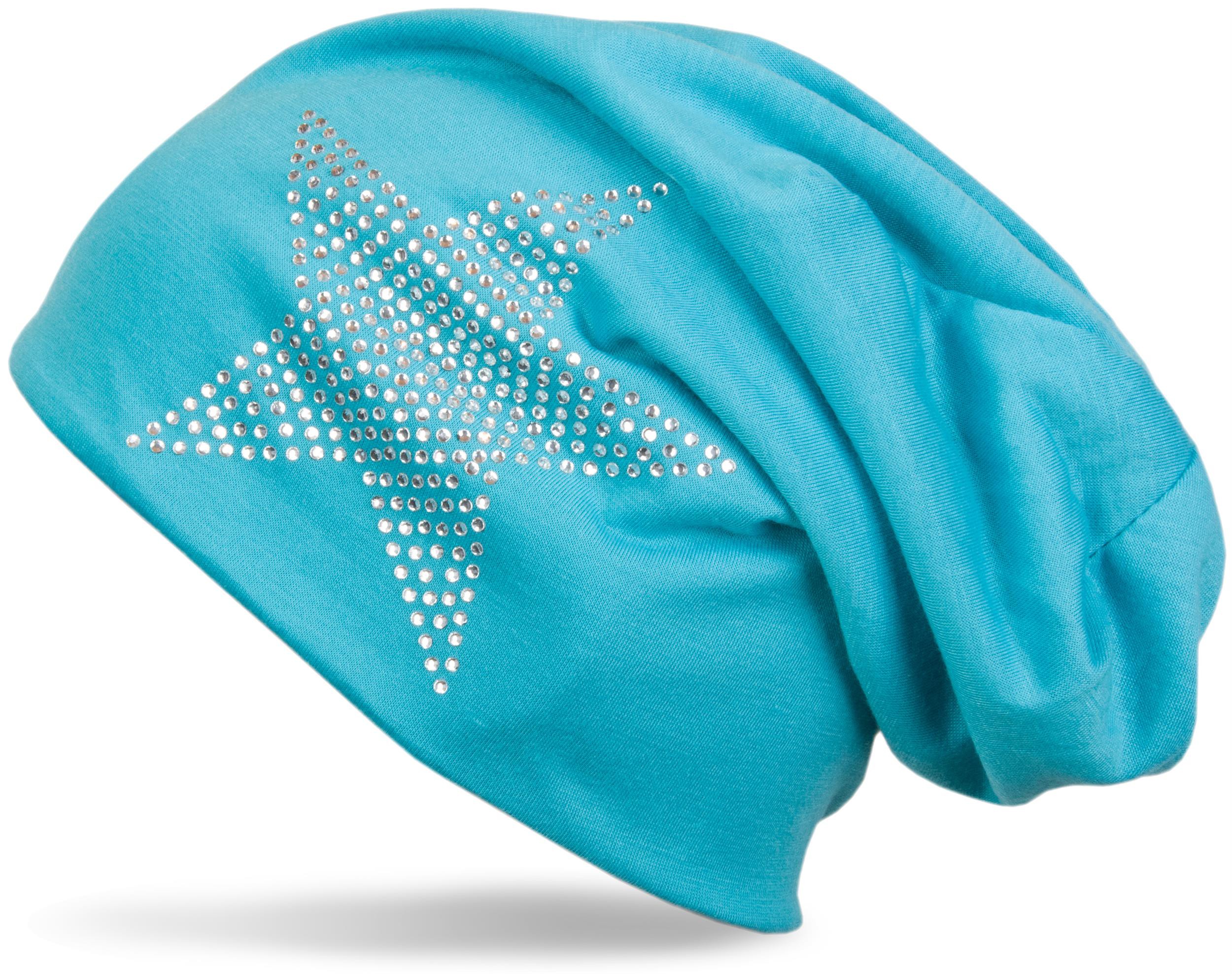 StyleBREAKER Beanie Mütze Unisex Mit Strass Stern - Warme Wintermütze Einheitsgröße